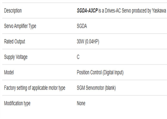 SGDA-A3CP サーボドライブ ヤスカワ 0.03kw パワー 全新 オリジナル