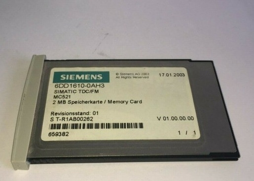 SIEMENS 6DD1610-0AH3 メモリカード 2MB Mc521 Df Cs Fa PLC サポート製品 IPC