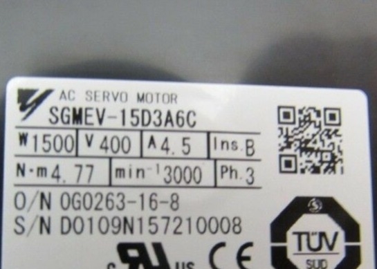 安川電機 SGMEV-15D3A6C 1500W ACモーター SIGMA-5 4.5アンペア 400V 3相 20ビットアブソリュート