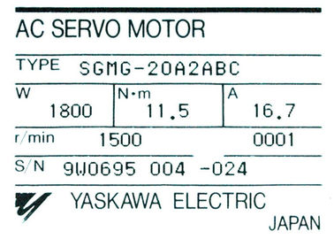 Yaskawa New and original  AC Servo Motor 16.7A 200V SGMG-20A2ABC Made in Japan