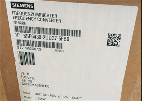 Siemens 6SE6 430-2UD37-5FB0  MICROMASTER 430 WITHOUT FILTER 3AC 380-480  SQUARED TORQUE POWER 75 KW