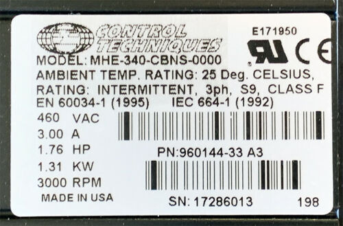 MHE-340-CBNS-0000 EMERSON サーボモーター 460VAC 24VDC ブレーキ MS コネクタ