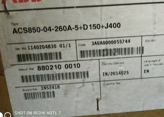 ACS850-04-260A-5+D150+J400 new original, 200 HP 480 VAC -04 - DRIVE MODULE W/OPTIONS IP 20.