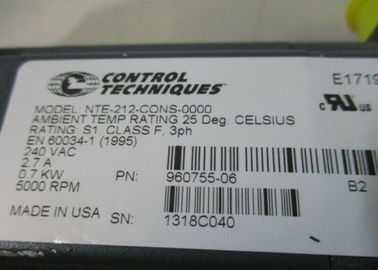Nidec Control Techniques NTE-212-CBNS-0000 Emerson 0.7KW Industrial Servo Motor 240VAC