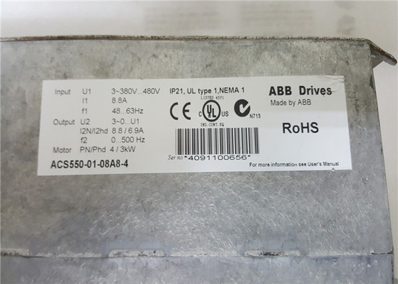 400 – 480 VAC 3 Phase Input | 480 VAC 3 Phase Output | 8.8 Amps ACS550-01-08A8-4 Variable Frequency Inverter